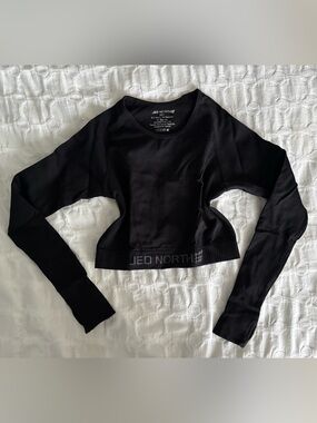 Jed North Black Ribbed Crop Long Sleeve Top